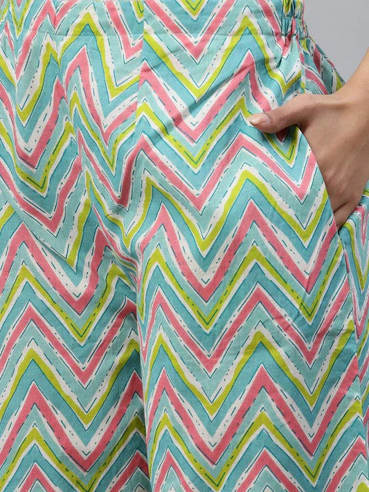 Women Sea Green Floral Printed Kurta with Palazzos & Dupatta